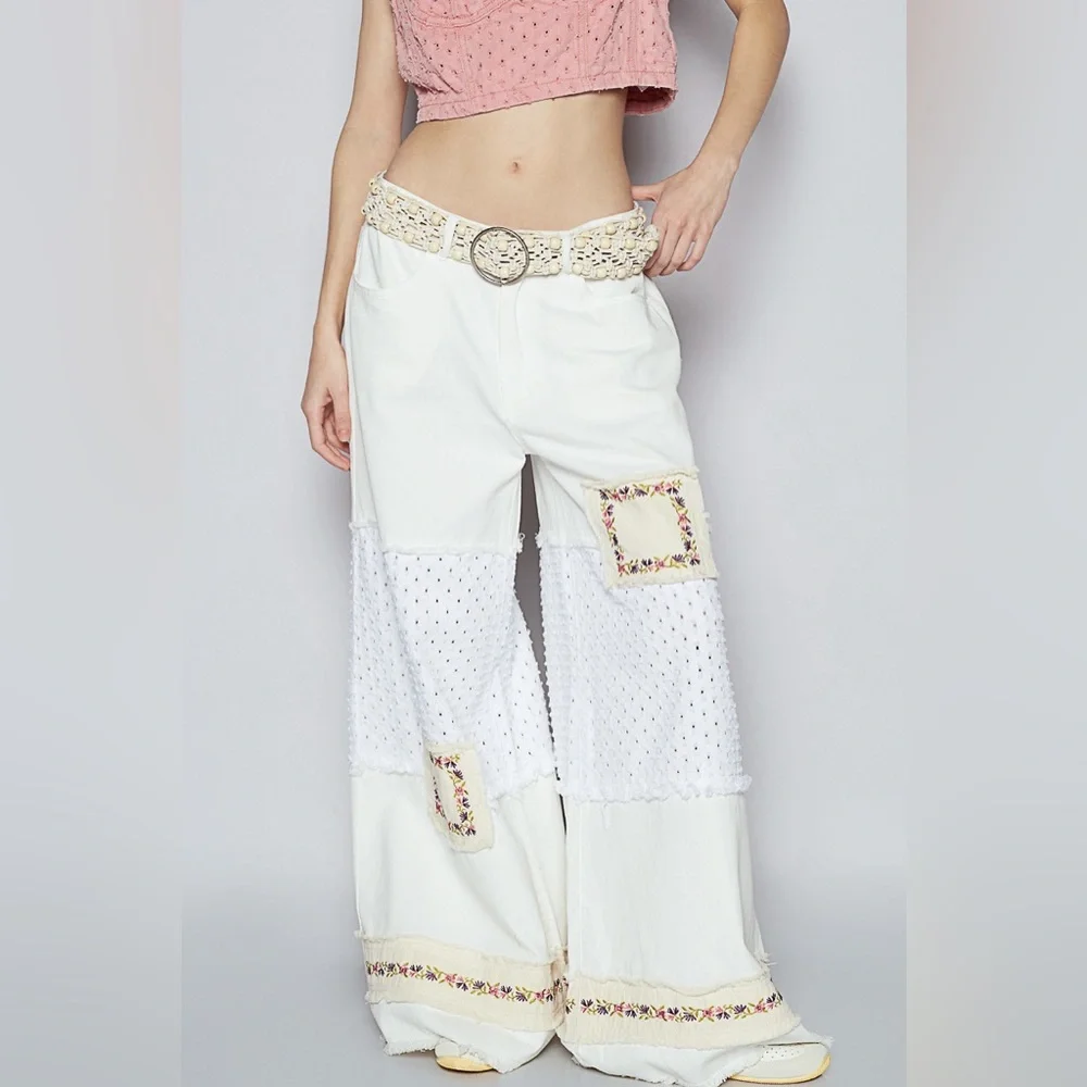 New! Belt13 Cream Leatherette belt with beads - Picture 10 of 11